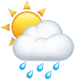 iOS 13の雨雲の後ろの太陽