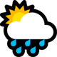 Windows 10の雨雲の後ろの太陽